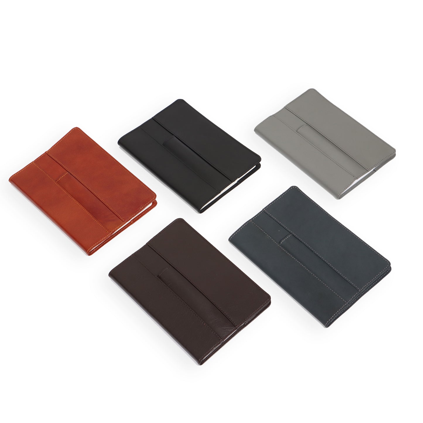 Nachfüllbares Tagebuch aus weichem Leder mit vorderer Stifttasche