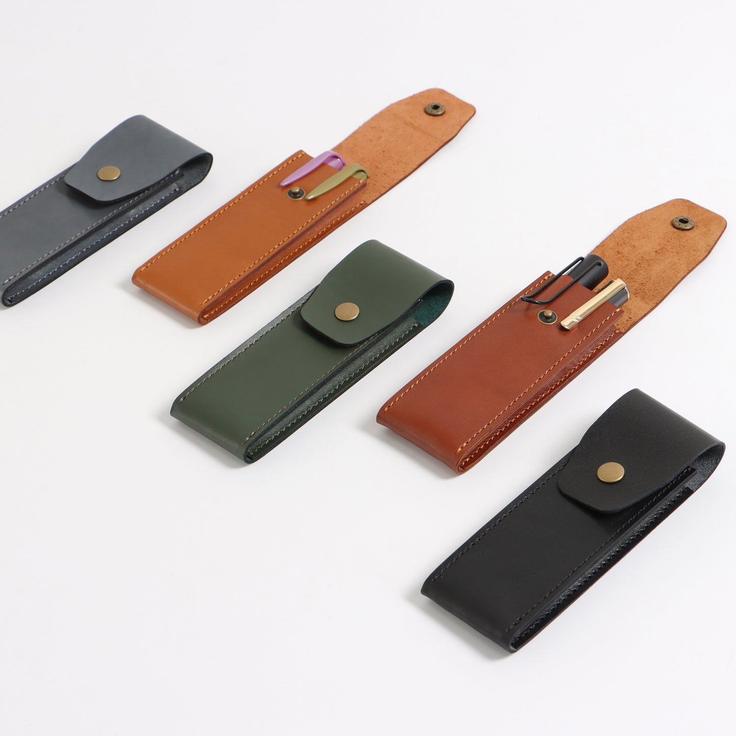 Personalised Pen Holder Fountain Multi Pens Case Button Closure