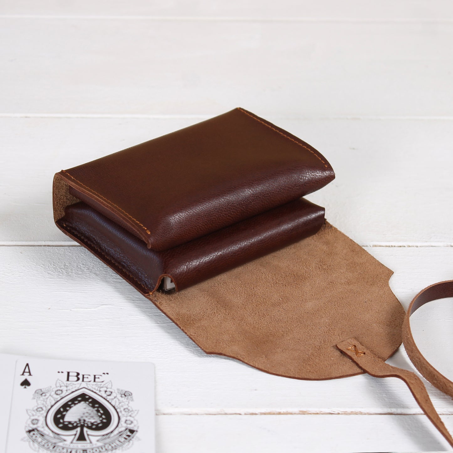 Personalised Double Deck Leather Playing Card Storage Case