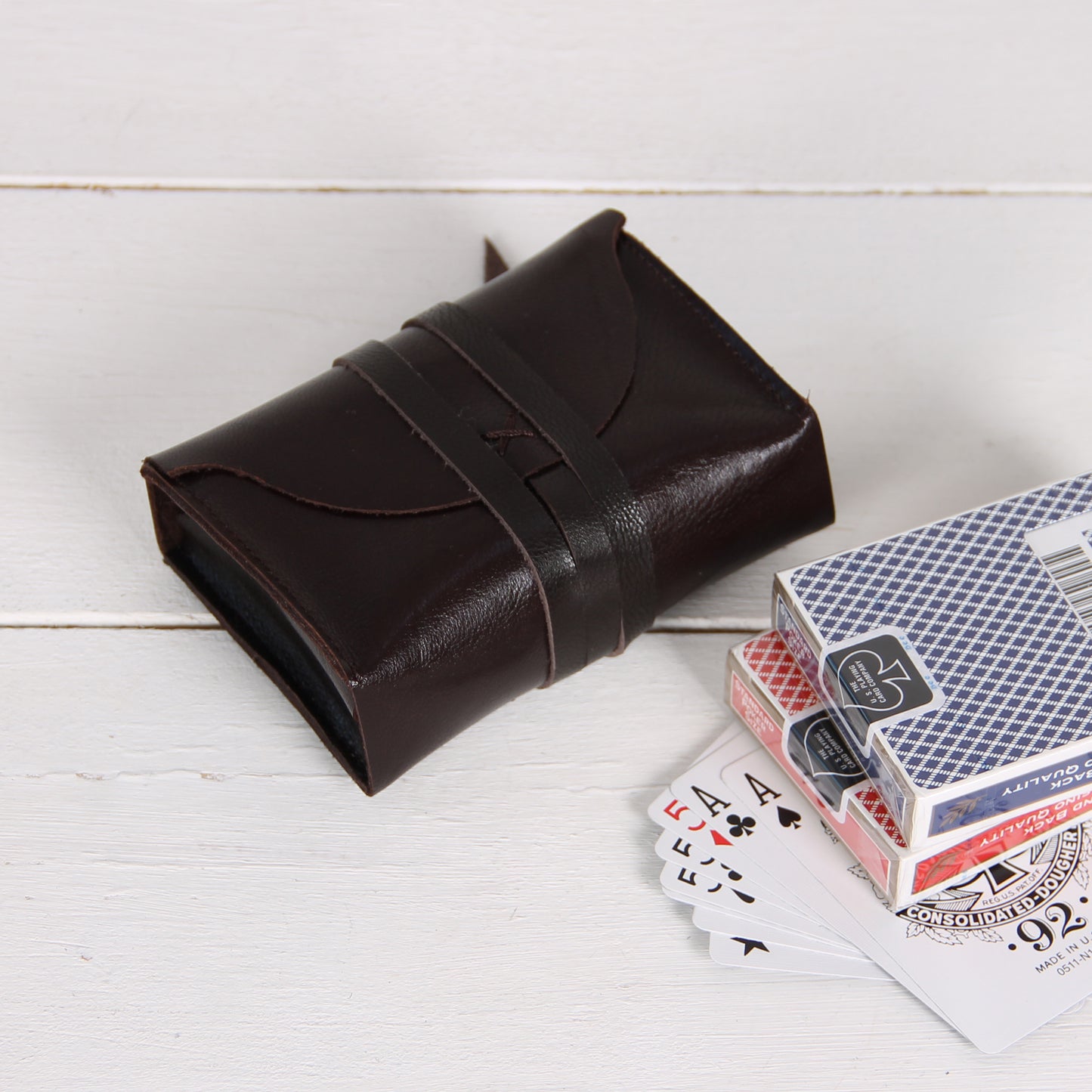 Personalised Double Deck Leather Playing Card Storage Case