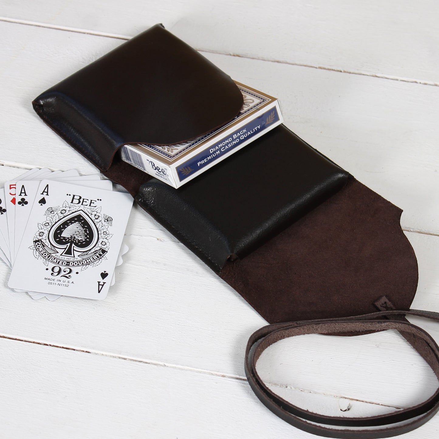 Personalised Double Deck Leather Playing Card Storage Case
