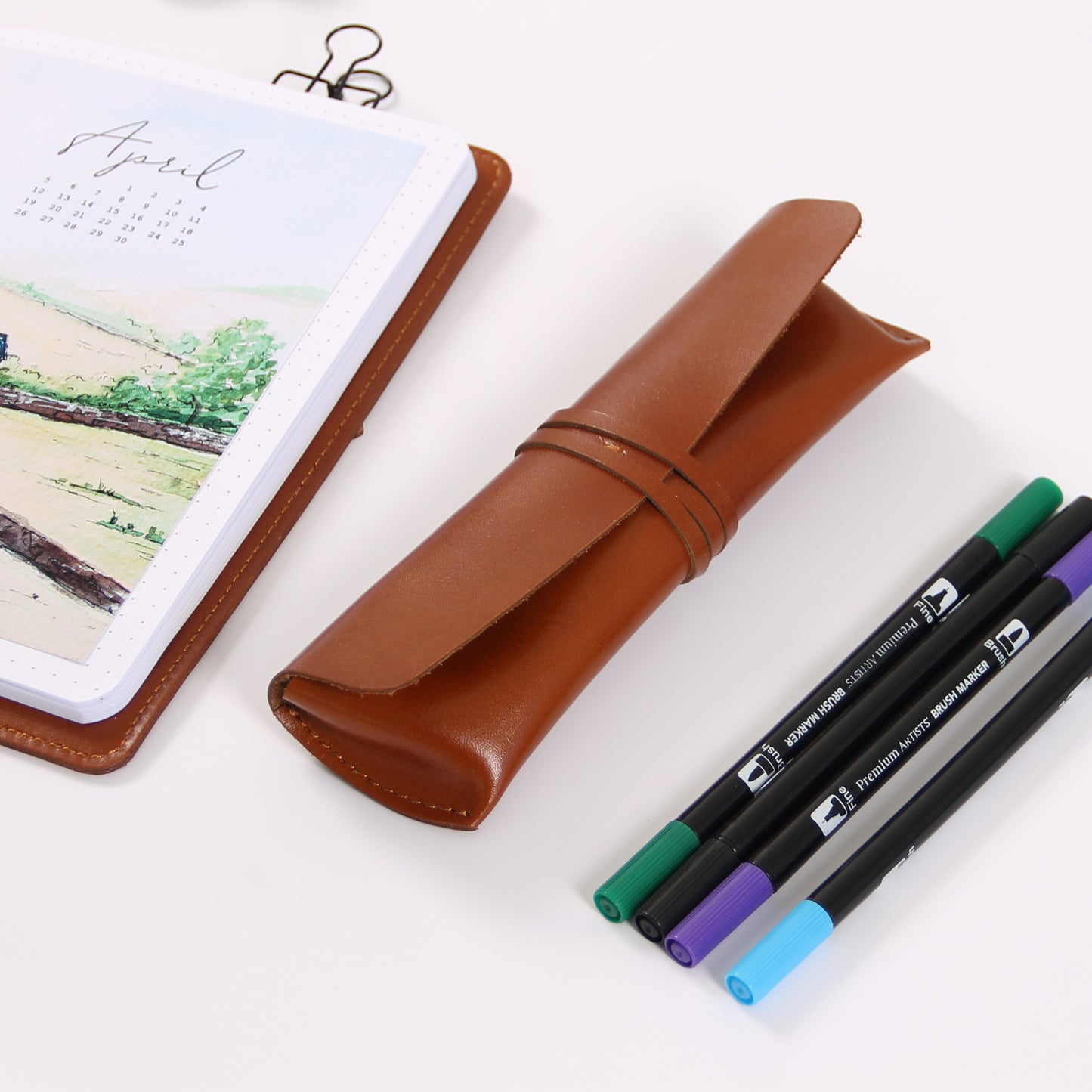 Leather Pen Case Wrap Pencil Case