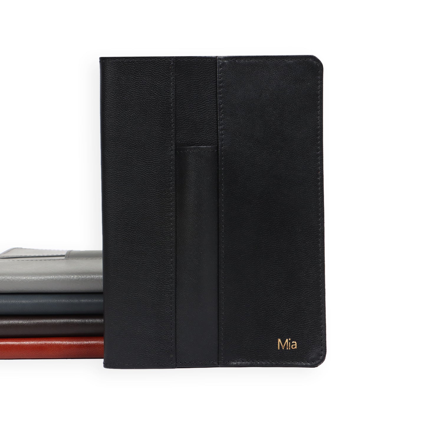 Nachfüllbares Tagebuch aus weichem Leder mit vorderer Stifttasche