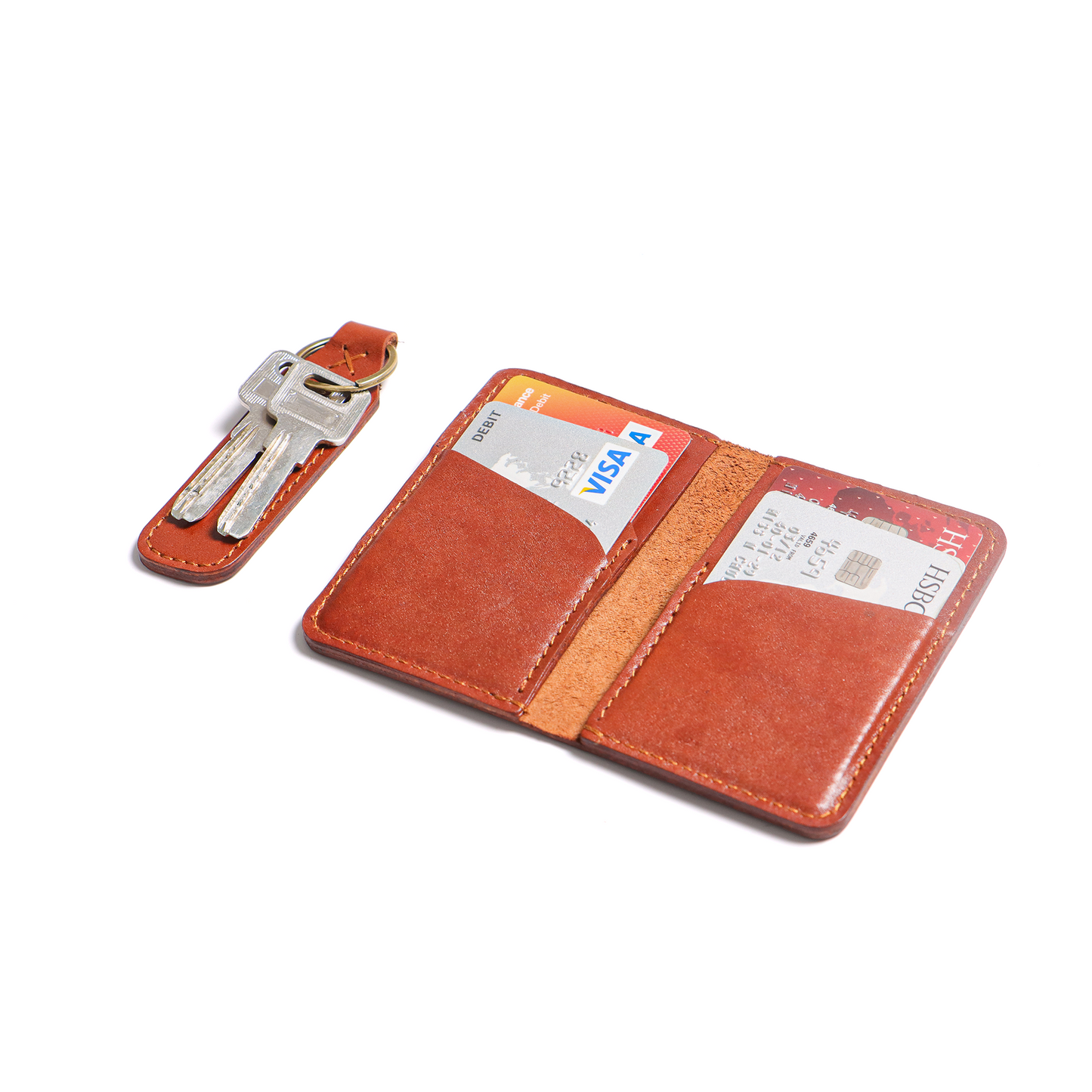 Personalised Leather Card Holder and Keychain Set