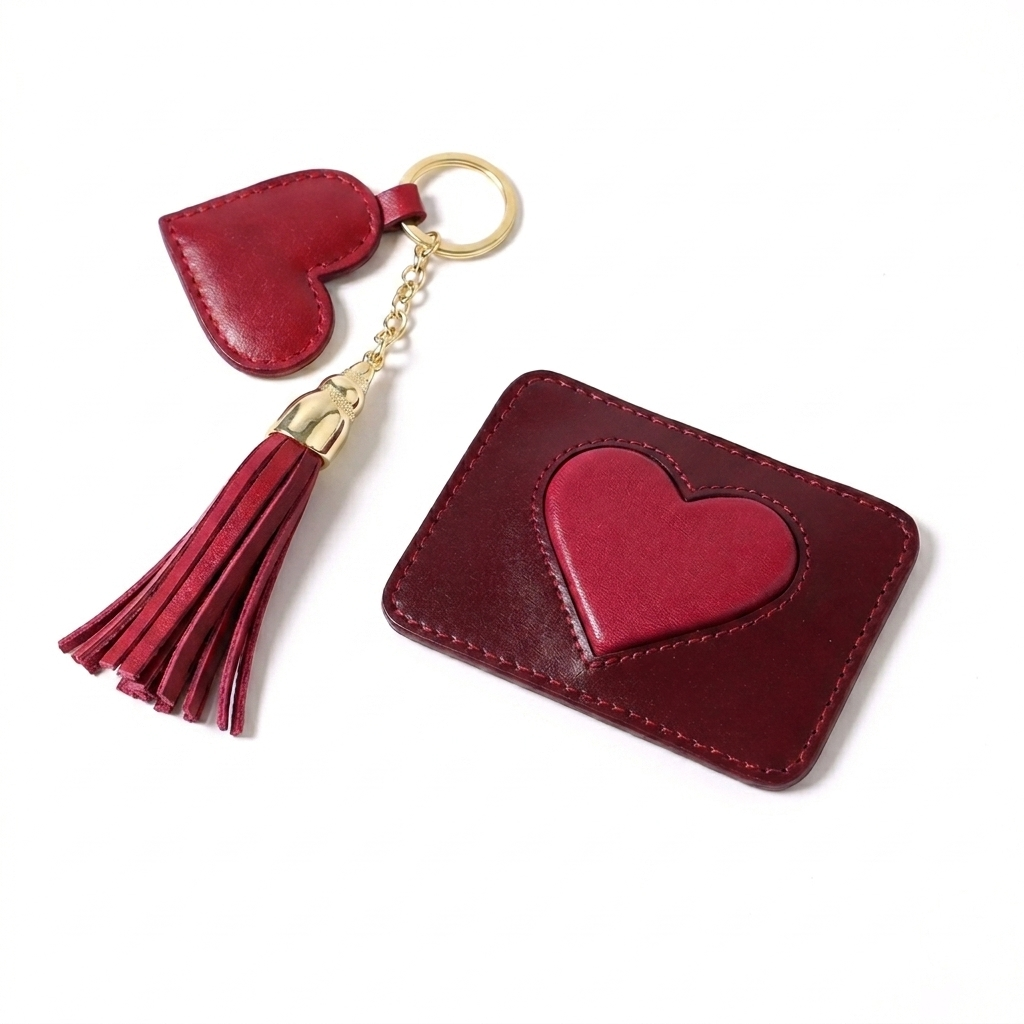 Personalisiertes Geschenkset aus Lederkartenhalter und Schlüsselanhänger
