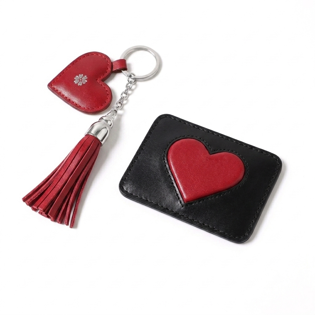 Personalisiertes Geschenkset aus Lederkartenhalter und Schlüsselanhänger