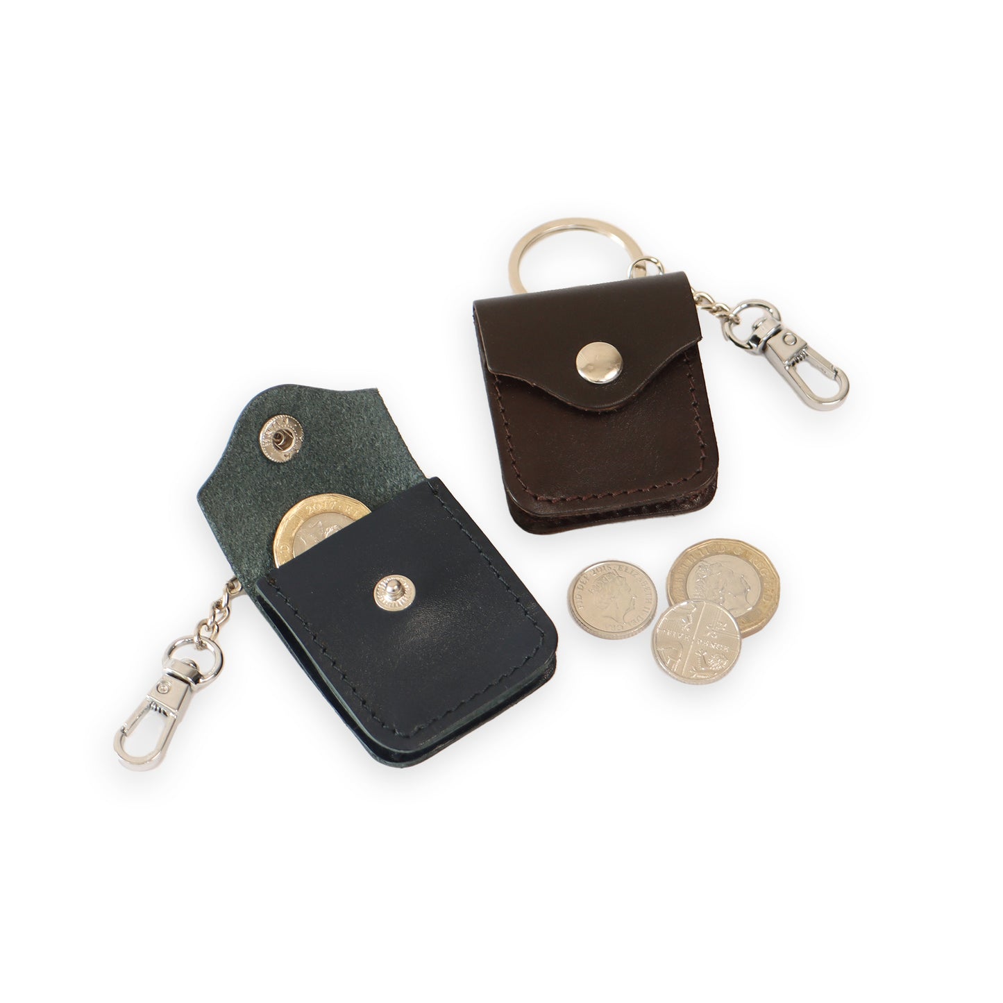 Geldbörse aus Leder mit Schlüsselanhänger. Münzetui aus Leder