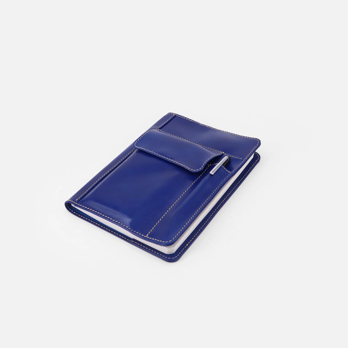Refillable Leather A5 Notebook with Pen Pocket and Mobile Phone Pocket
