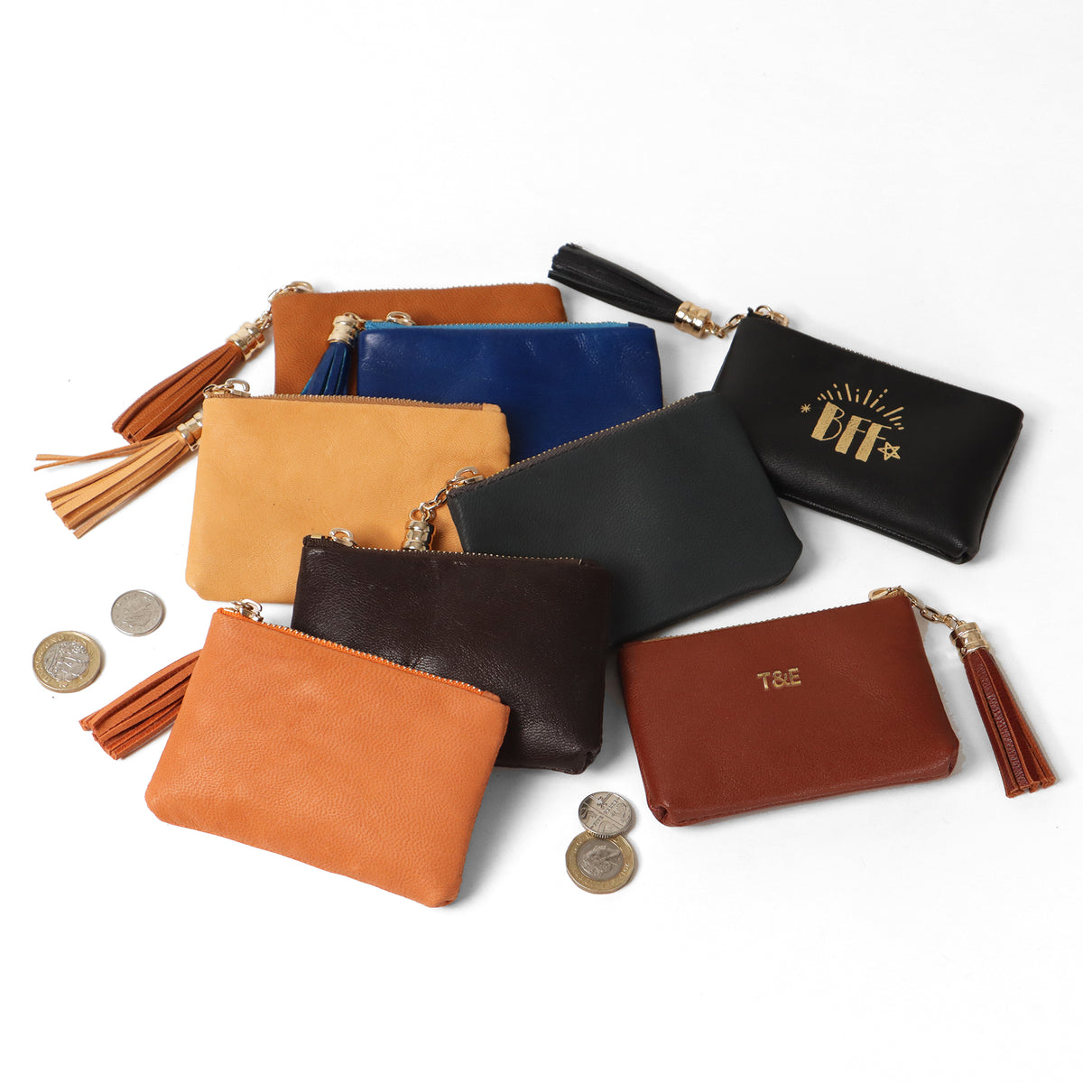 Personalised Leather Coin Pouch Leather Coin Purse – JoyToken