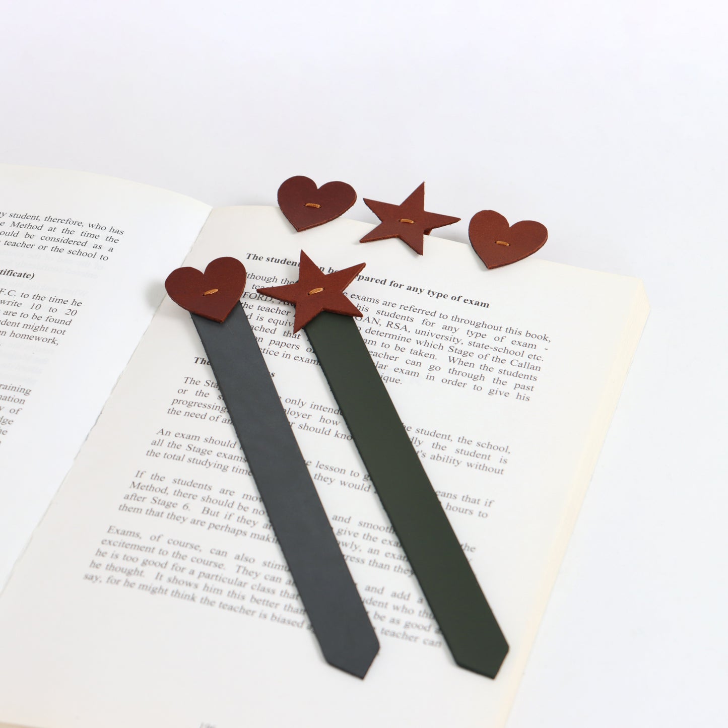 Personalised Leather Bookmark Star Heart Shaped