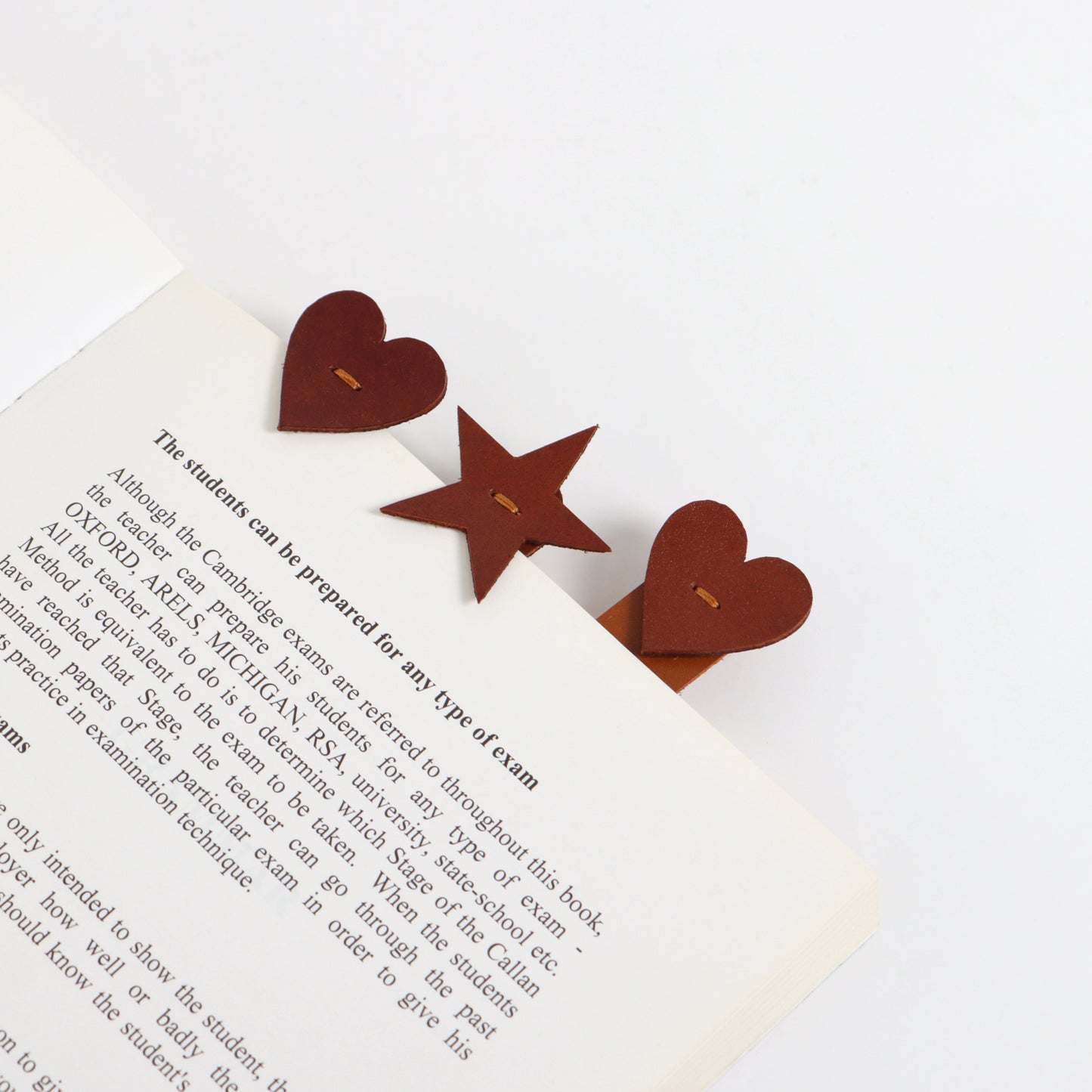 Personalised Leather Bookmark Star Heart Shaped
