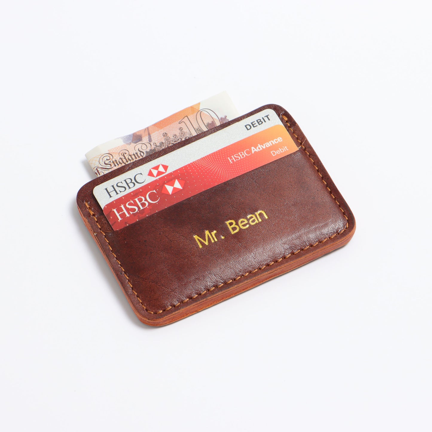 Hand Stitched Leather Card Holder Natural Veg Tanned Card Wallet
