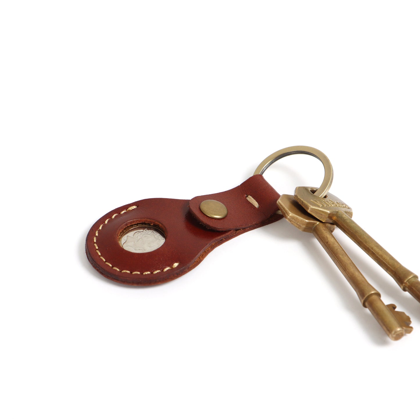 Personalisierter Schlüsselanhänger aus Leder mit Münzhalter
