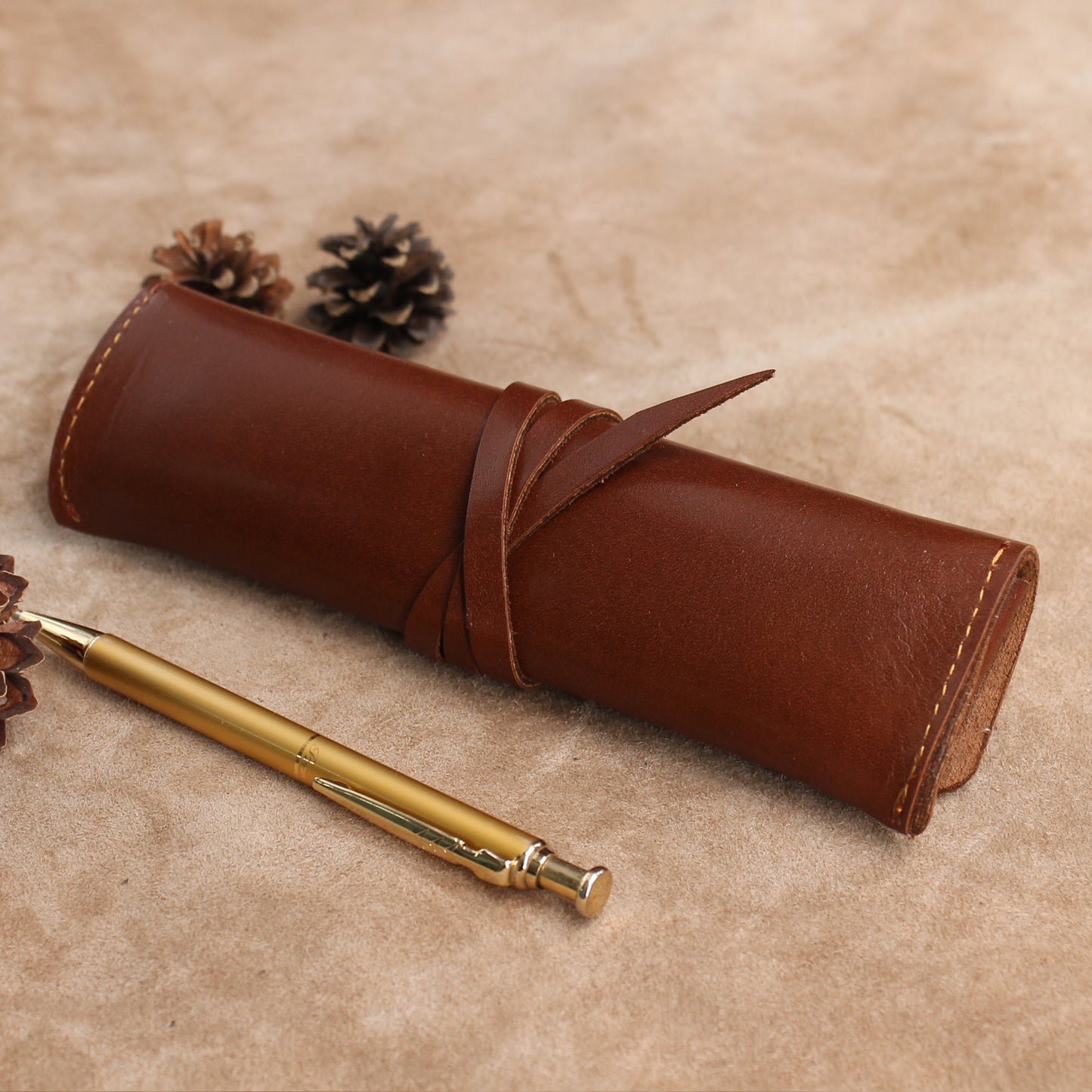 Leather Pen Case Wrap Pencil Case