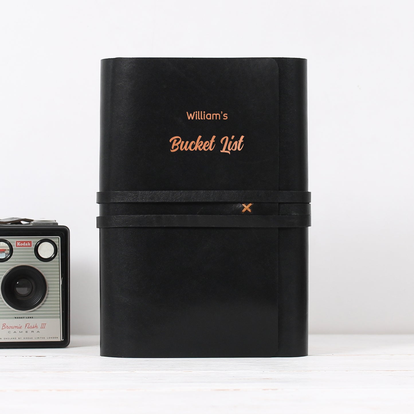 Vintage Wrap Set of Refillable Leather Journal and Pencil Case