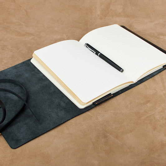 Vintage Wrap Set of Refillable Leather Journal and Pencil Case