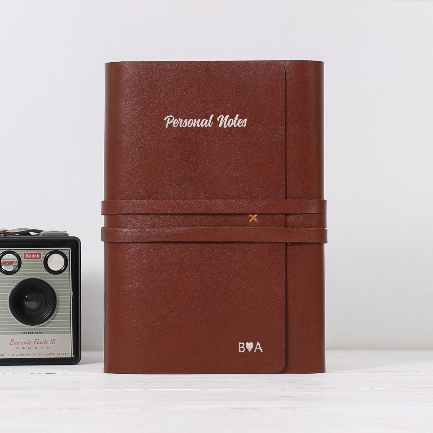 Vintage Wrap Set of Refillable Leather Journal and Pencil Case