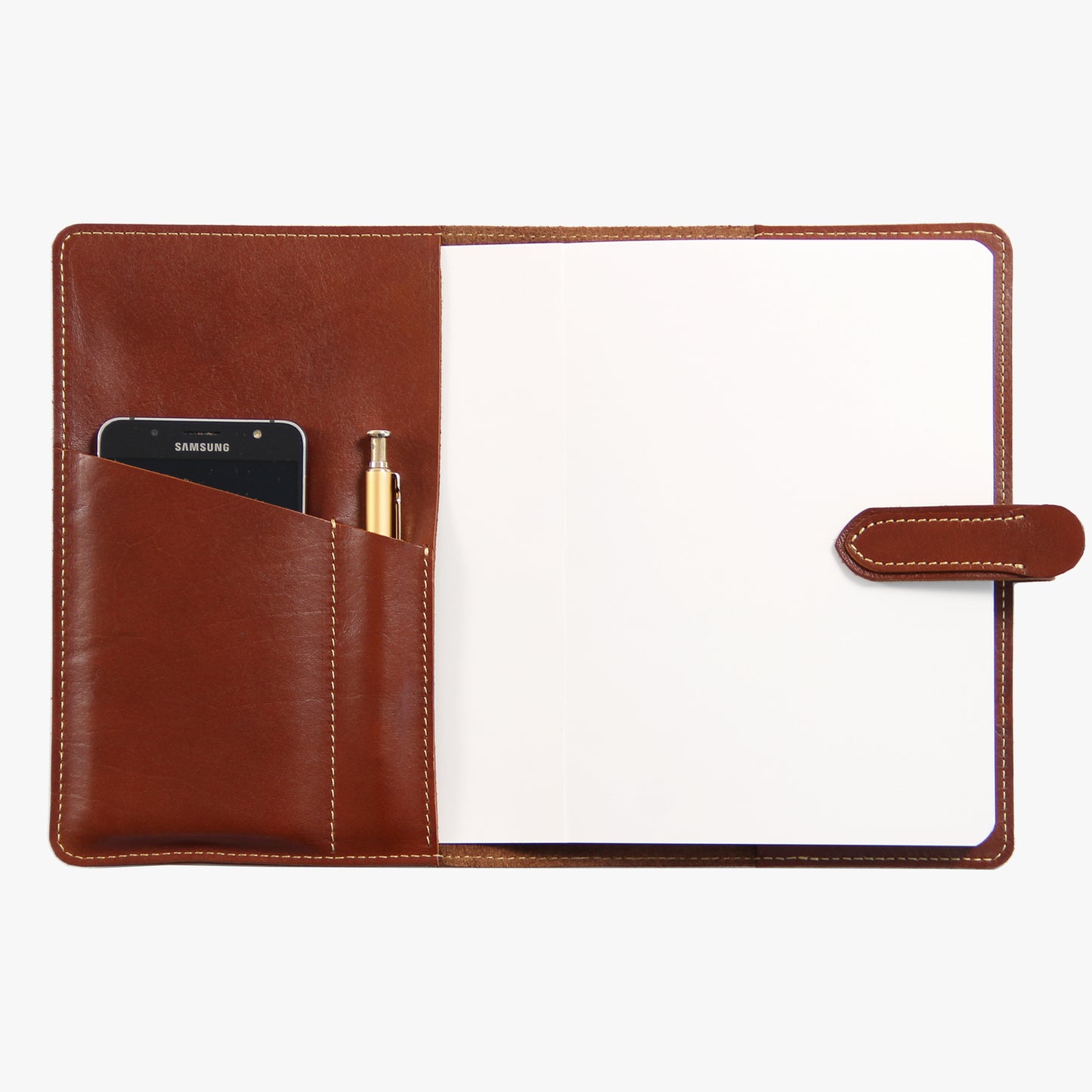 Refillable A5 Notebook Personalised Journal with Mobile Phone and Pen Holder