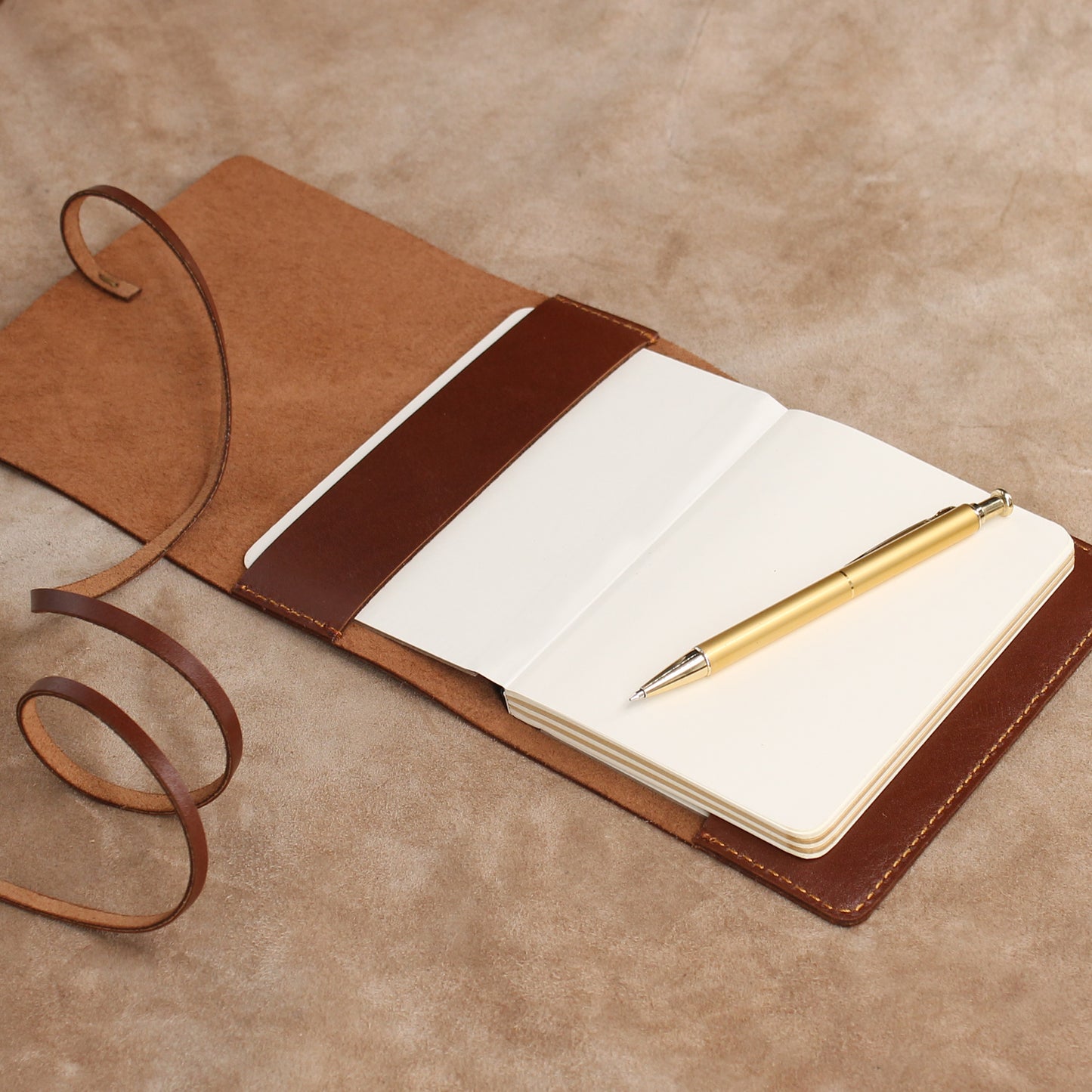 Refillable A6 Notebook Leather Diary Journal Wrap Style