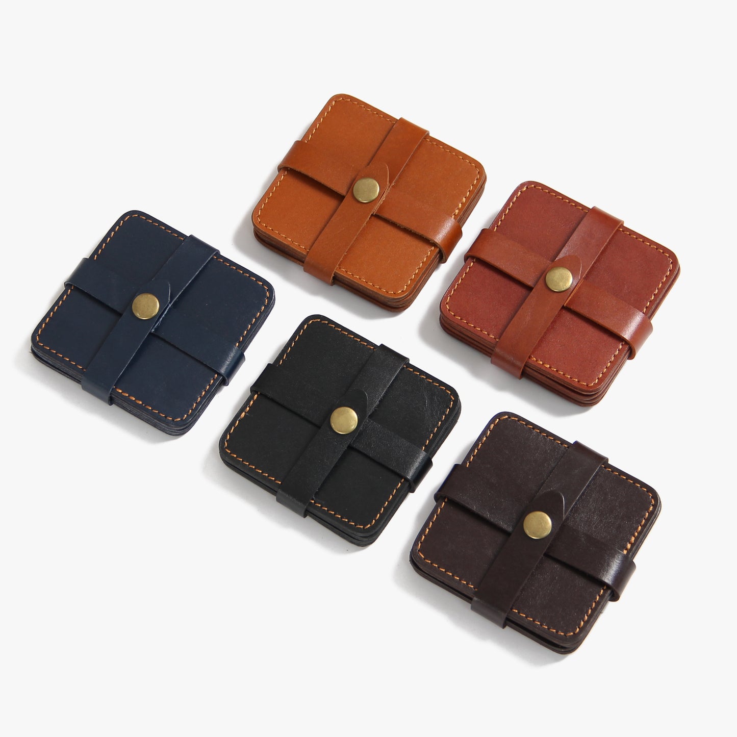 Set of 4 Personalized Genuine Leather Coasters Drink Coasters