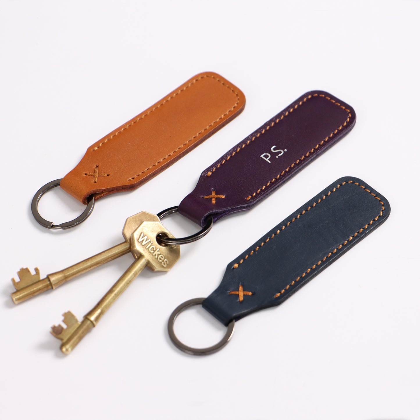 Leather Keyring Emboss Monogrammed Key Holder