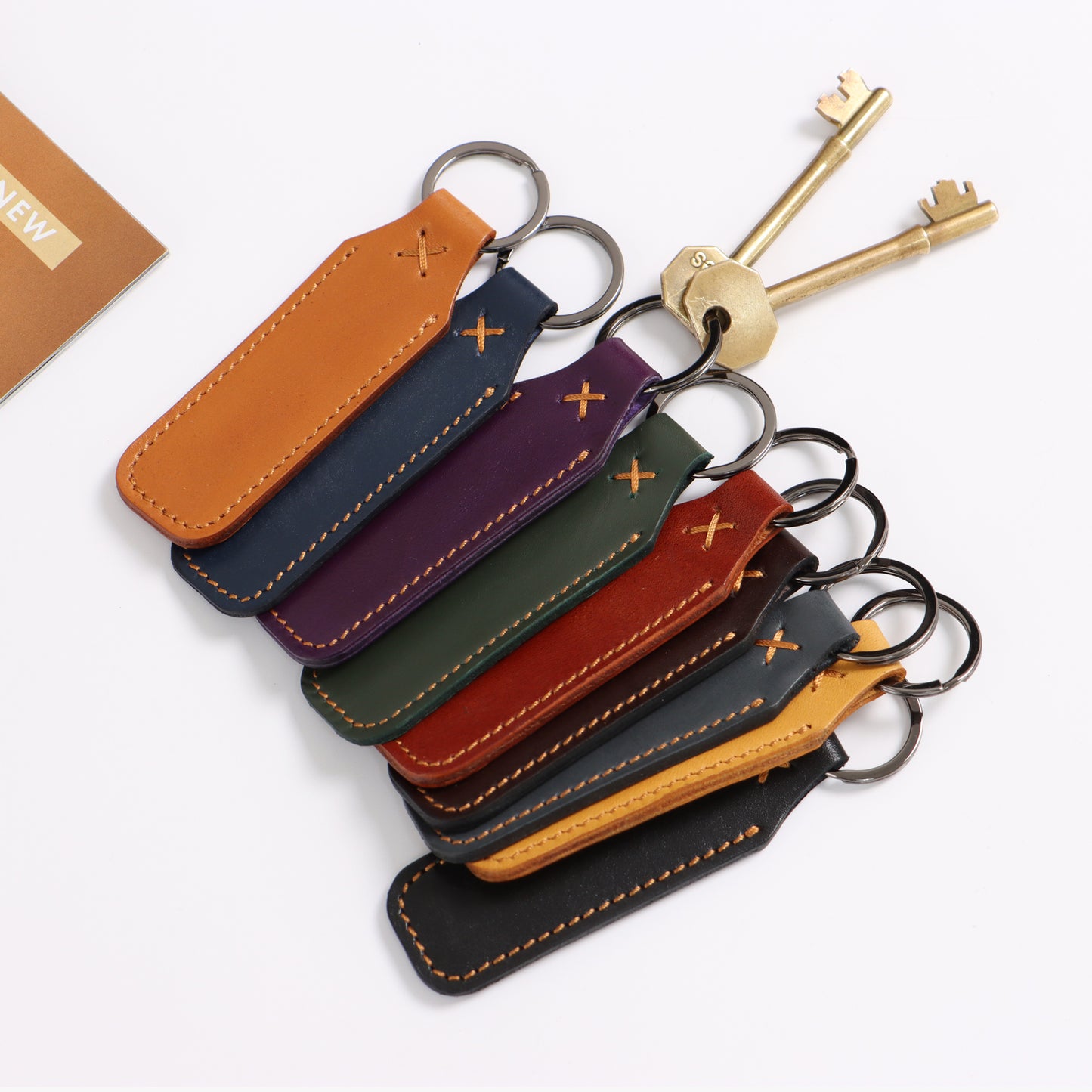 Leather Keyring Emboss Monogrammed Key Holder