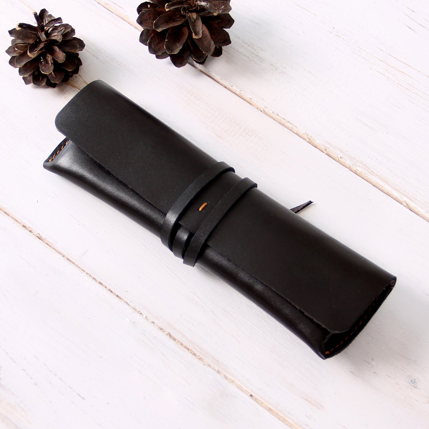 Vintage Wrap Set of Refillable Leather Journal and Pencil Case