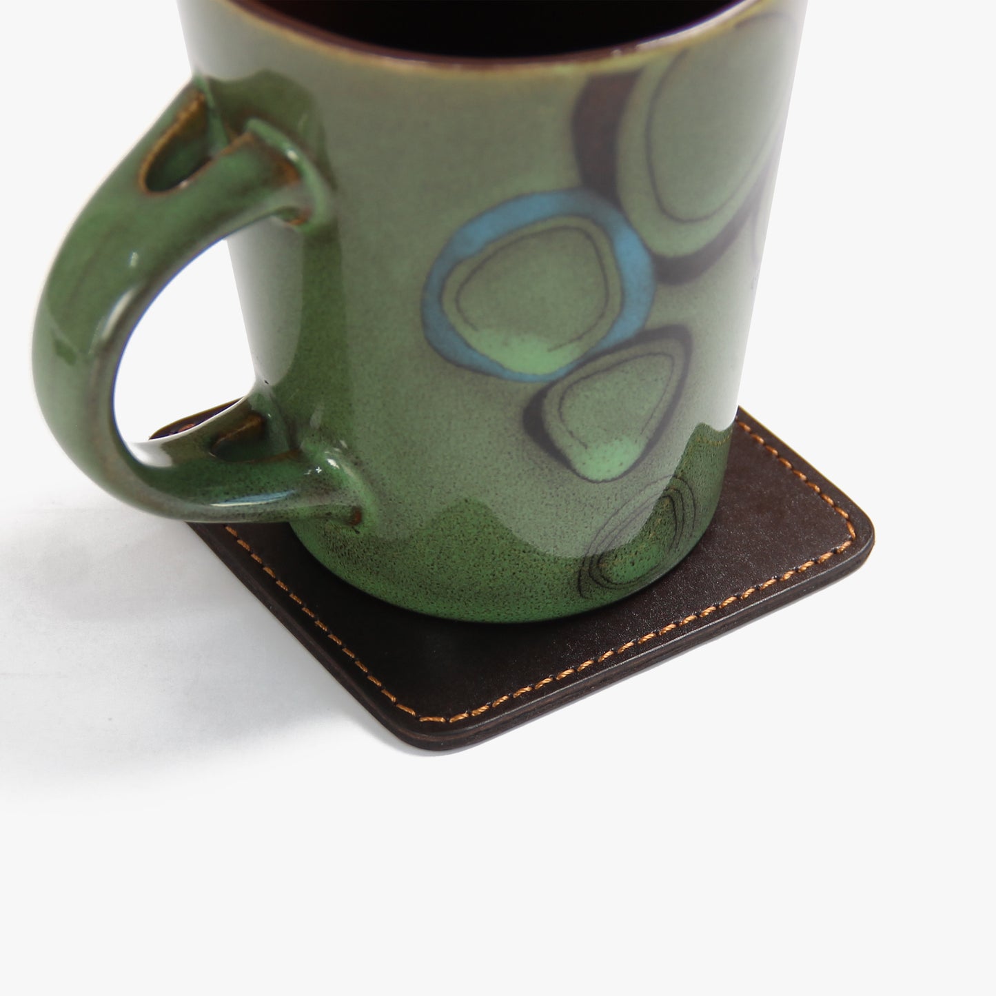 Set of 4 Personalized Genuine Leather Coasters Drink Coasters