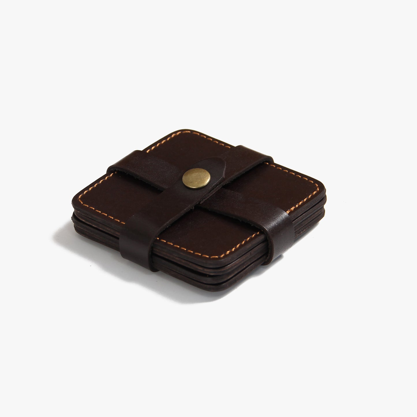 Set of 4 Personalized Genuine Leather Coasters Drink Coasters
