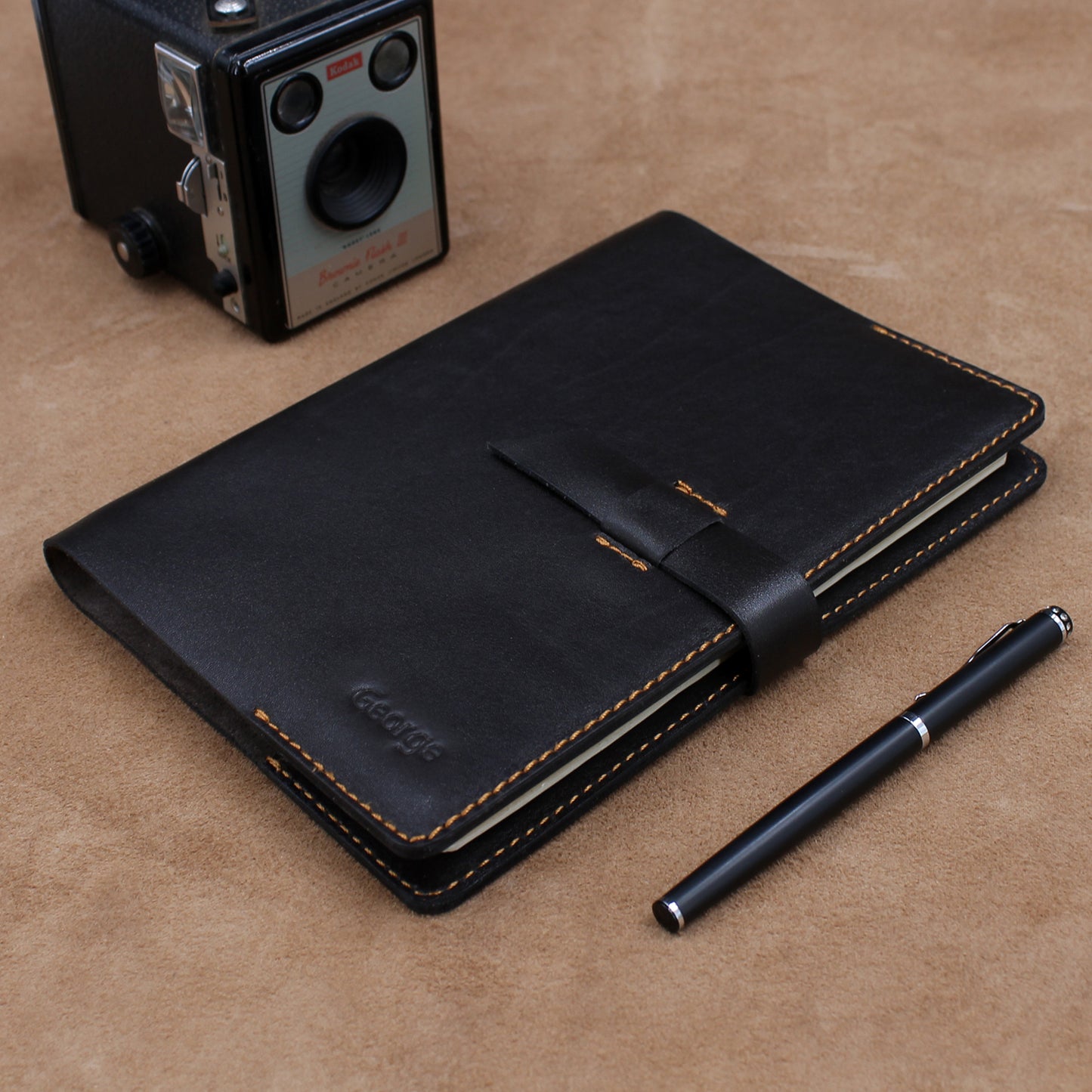 A5 Notebook Personalised Leather Journal Flap Closure