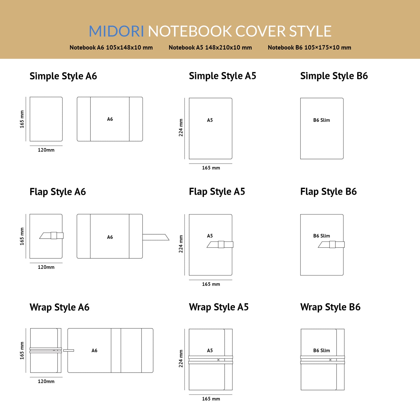 Leather Midori Notebook Cover MD Notebook MD Notebook Journal B6 A6 A5 Size