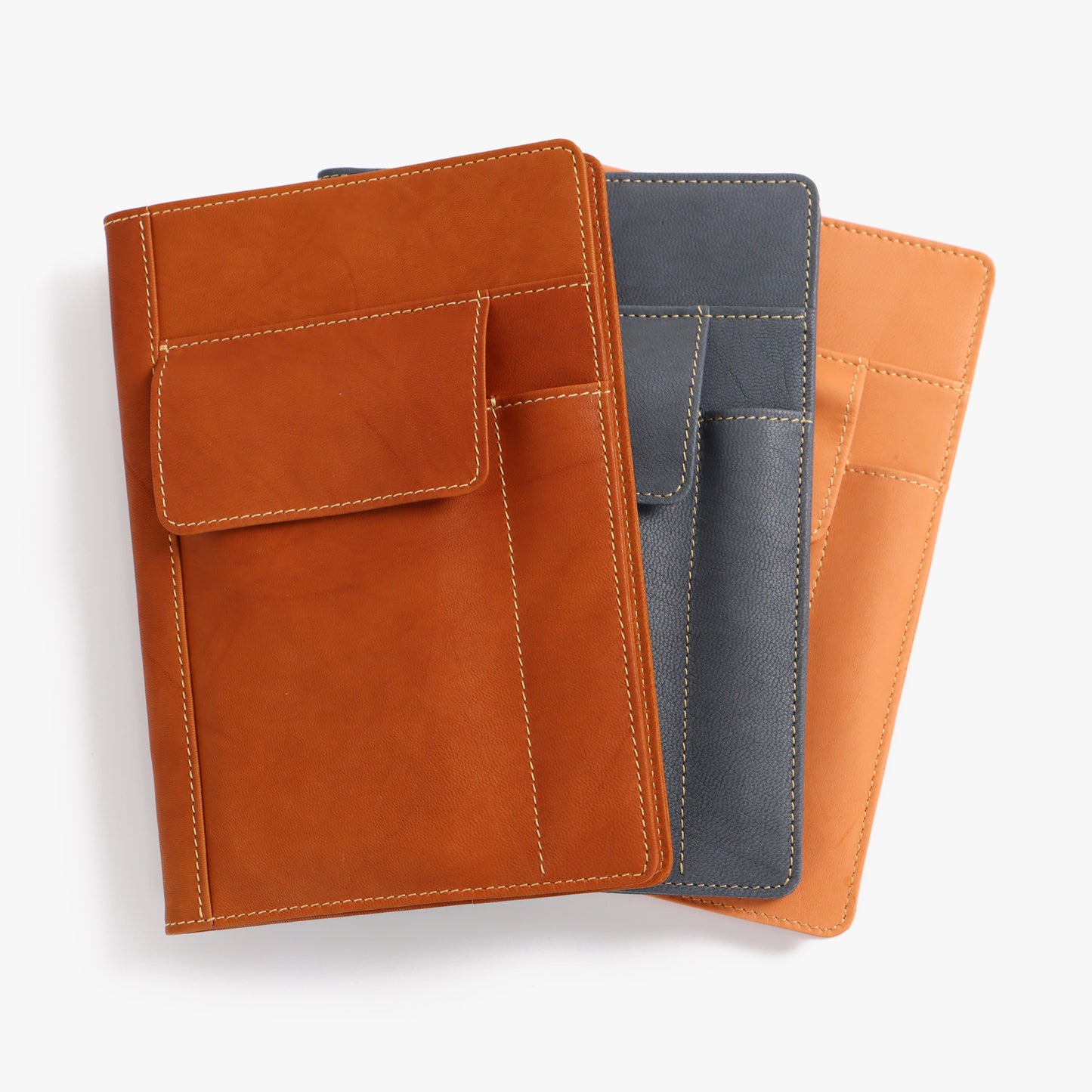 Refillable Leather A5 Notebook with Pen Pocket and Mobile Phone Pocket